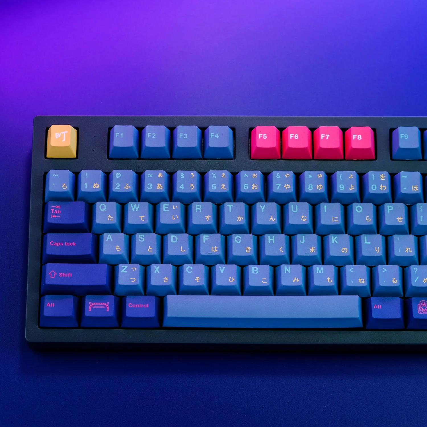 

128 Keys Nostalgic Street Scenes Keycaps PBT Cherry Profile Japane Kabukichou Style Keycap for MX Switche Mechanical Keyboard