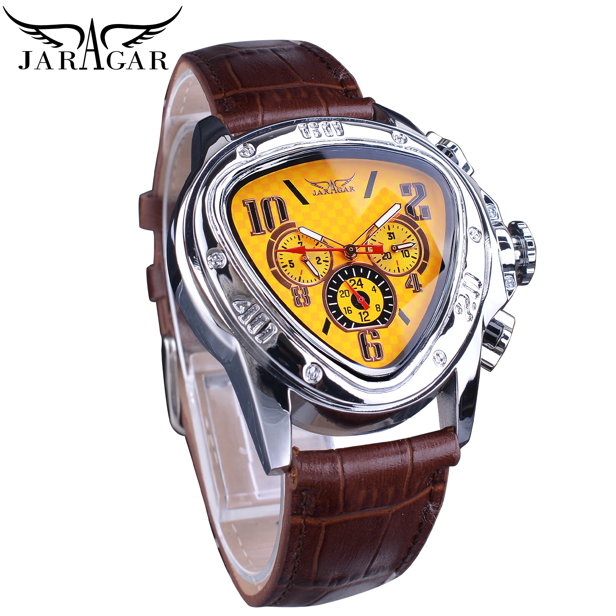 JARAGAR 951 Luxury Automatic Mechanical Business Watch Racing Design Geometric Triangle Casual Fashion Men's  Reloj Hombre Clock