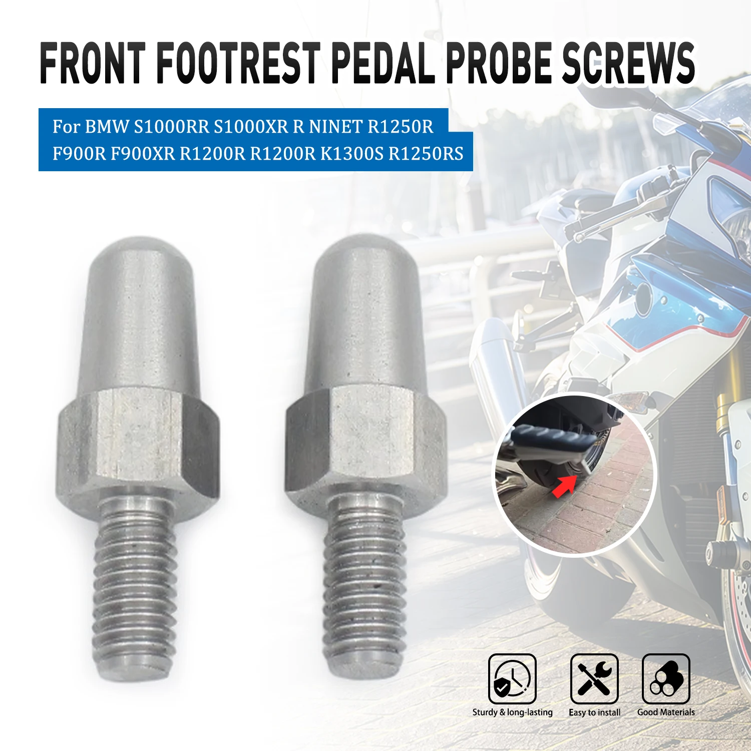 Stainless Steel Motorcycle Pedal Locator Screw Foot Peg Probe Bolt For BMW R1250R G130R K1300S K1600B RnineT Spare Parts Replace