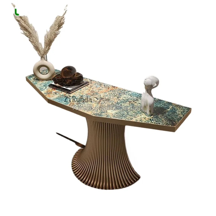 Unique Design Console Table Gold Stainless Steel Base Decorative Table Living Room Furniture