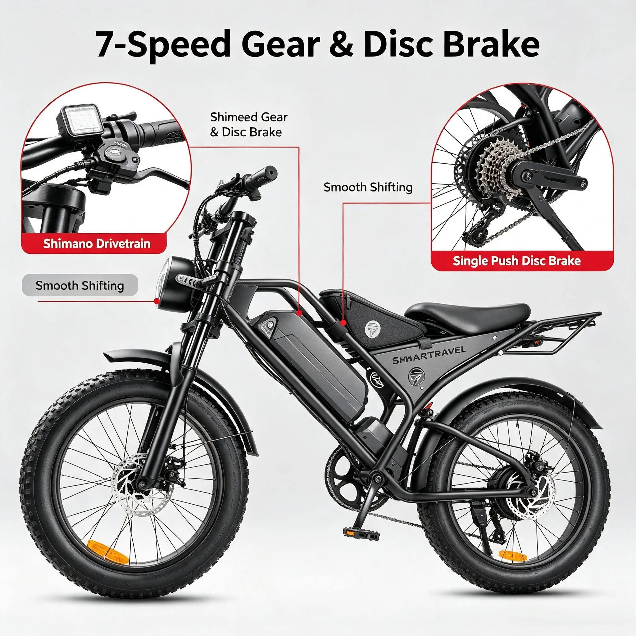 1500W Peak 85N.m Electric Bike SU8 20