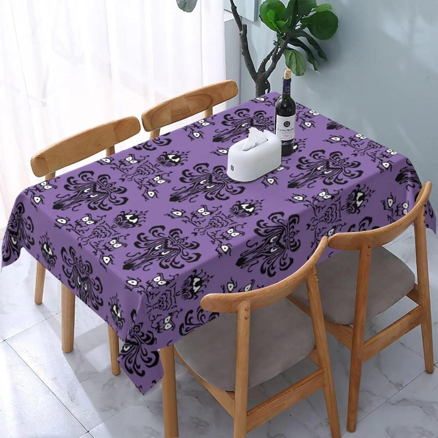 Haunted The Mansion Rectangle Tablecloth for Table Decor Halloween Theme Kitchen Dining Table Cloth Outdoor Camping Party Decor