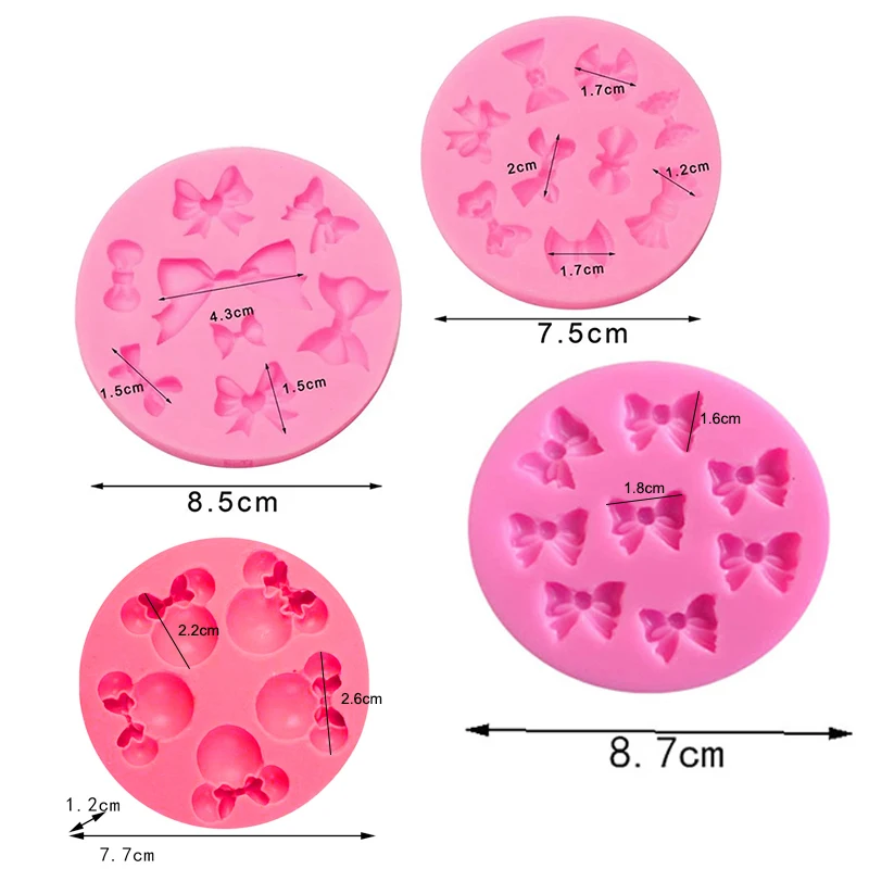 미니 리본 실리콘 퐁당 금형, 나비 매듭 캔디 초콜릿 케이크 팝 액세서리, 컵케이크 토퍼 장식 도구, 주방