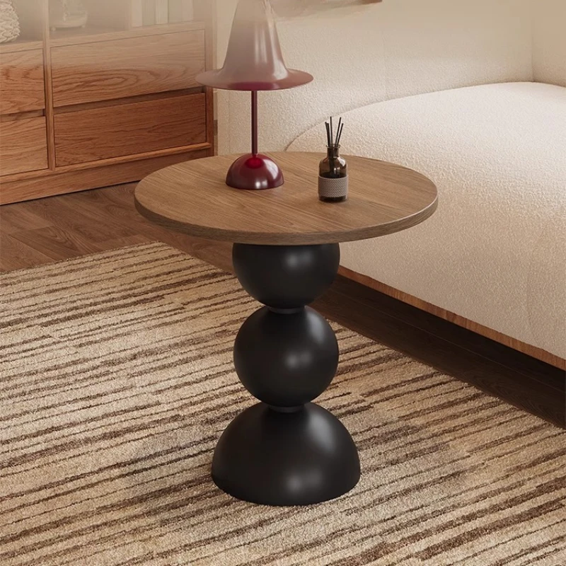 Vintage Black Designer Coffee Table Wood Metal Floor Round Small Coffee Table Living Room Side Mesa De Centro Sala Furniture