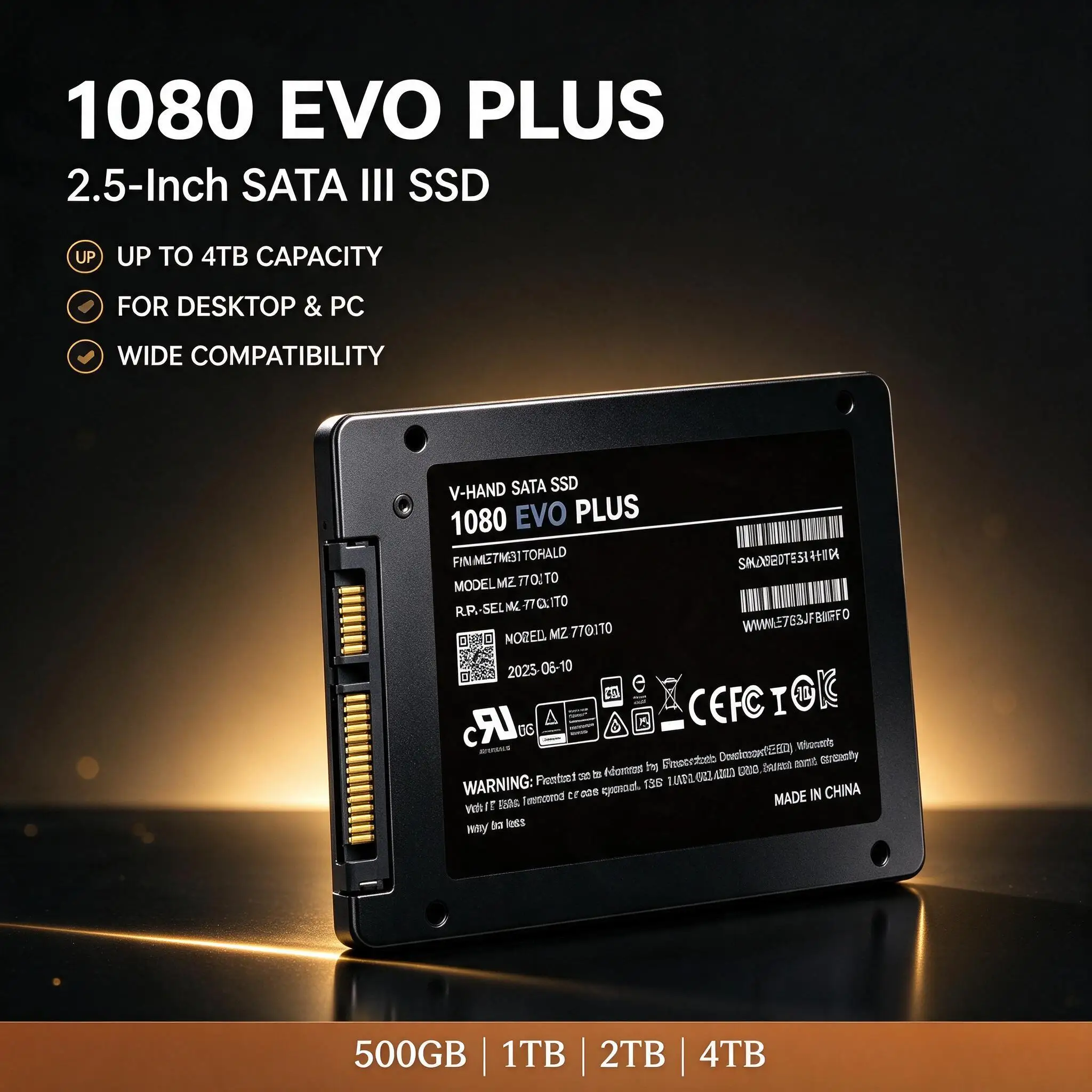 1080 EVO PLUS 2.5 inch SATA III SSD 500GB 1TB 2TB 4TB Internal Solid State Drive for Desktop PC Laptop Storage Drive Upgrade
