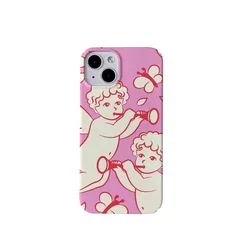 Ins Korean Pink Butterfly Cute Child Case for IPhone 16 15 14 13 Pro Max 12 11 Pro Plus XS Shockproof Ultra Thin Hard PC Cover
