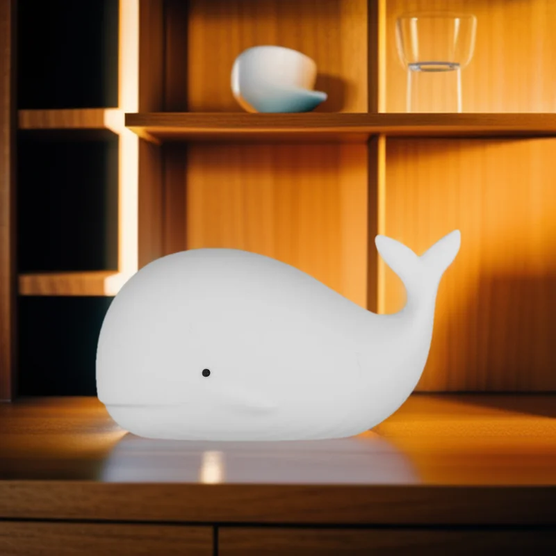 

LED Cartoon Whale Nightlight, Silicone Light, Bedroom Decor, Rechargeable Color Changing, Atmosphere Lamp for Kids, Holiday Gift