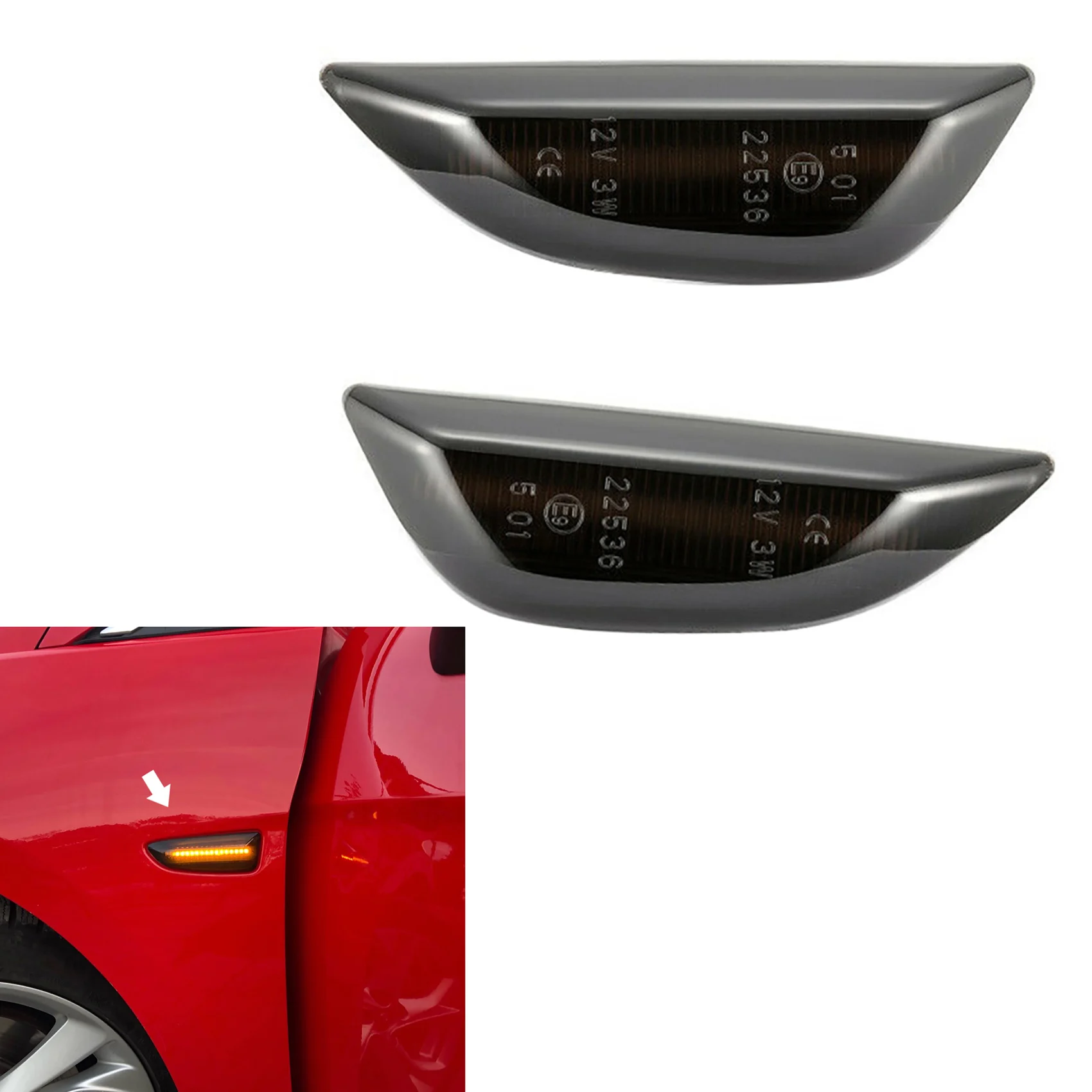 علامة جانبية للدرابزين الديناميكي LED ، مصباح إشارة الانعطاف ، وامض متسلسل ، مناسب لشيفروليه تراكس ، أوبل موكا إكس ، فوكسهول