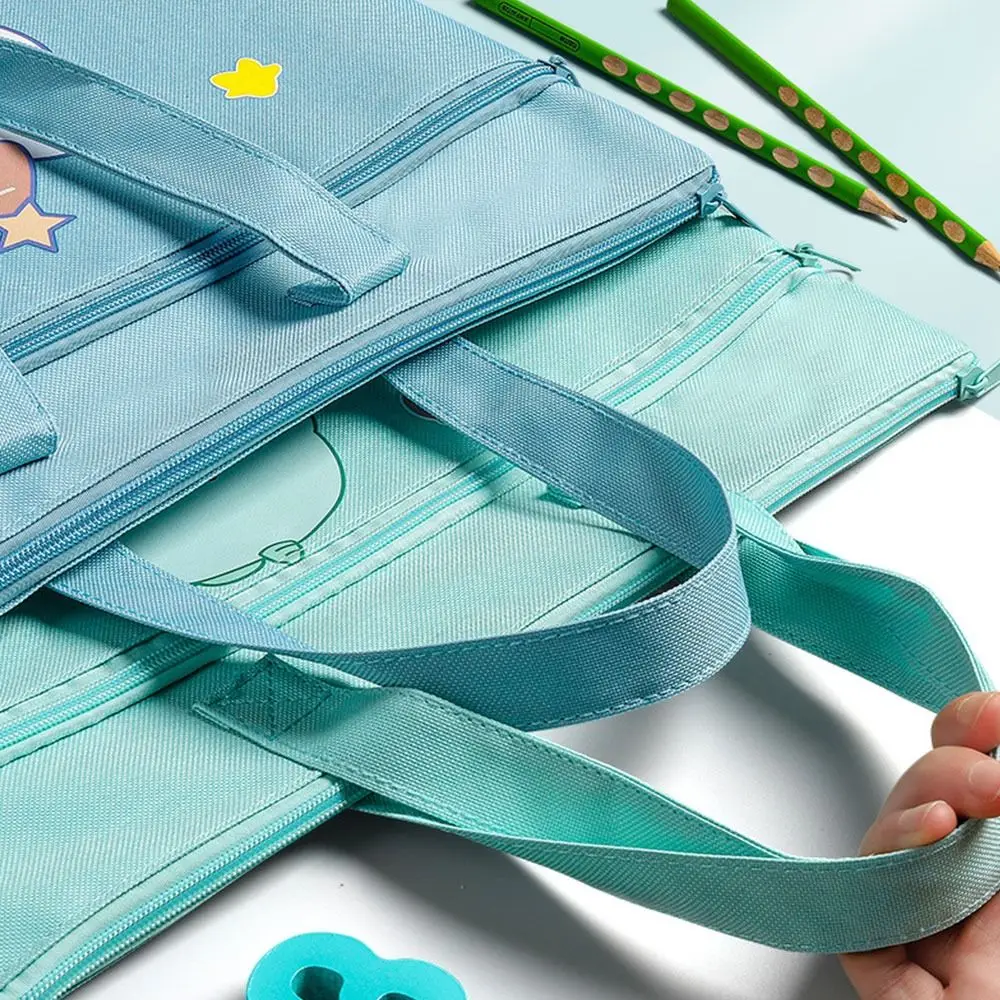 Cartoon Print Tote School Bag Multifunction Large-capacity Oxford File Bag Zipper Art Storage Bag Tutorial Bag