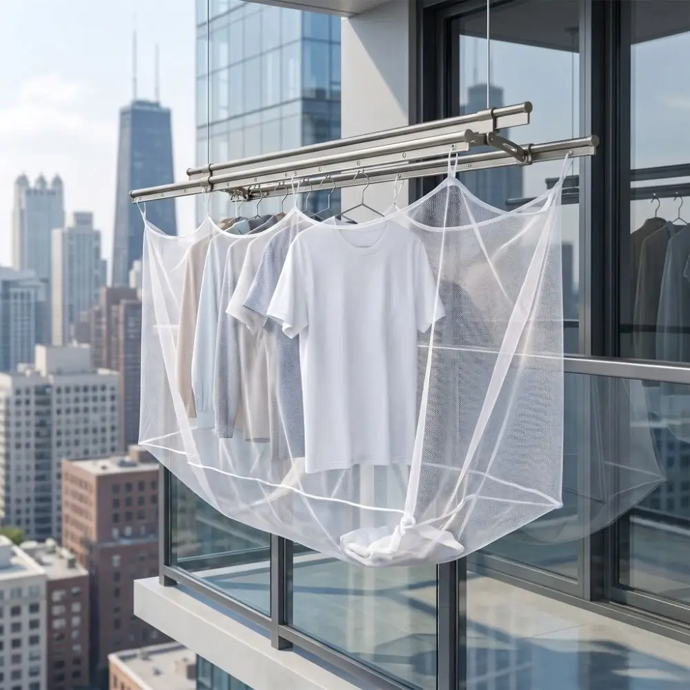 Breathable Anti-lost Laundry Drying Net Windproof Prevent Wind Clothes Drying Rack Pocket Anti-drop Washable Clothes Mesh Cover