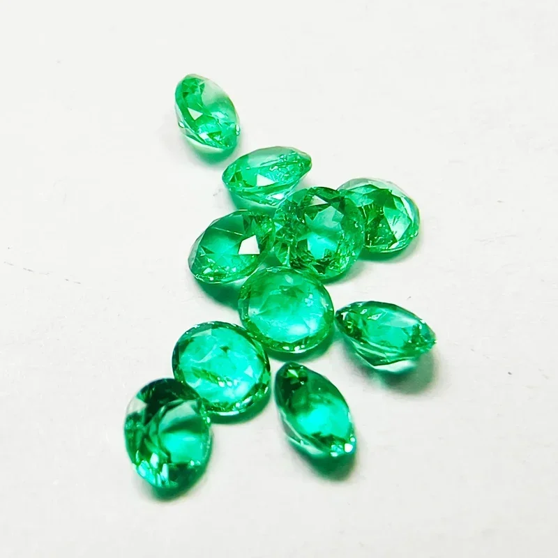 Lab Grown Round Shape Columbian Emerald 3.2-4.0mm Charms Gemstone DIY Ring Necklace Earrings Main Materials Available Certificat