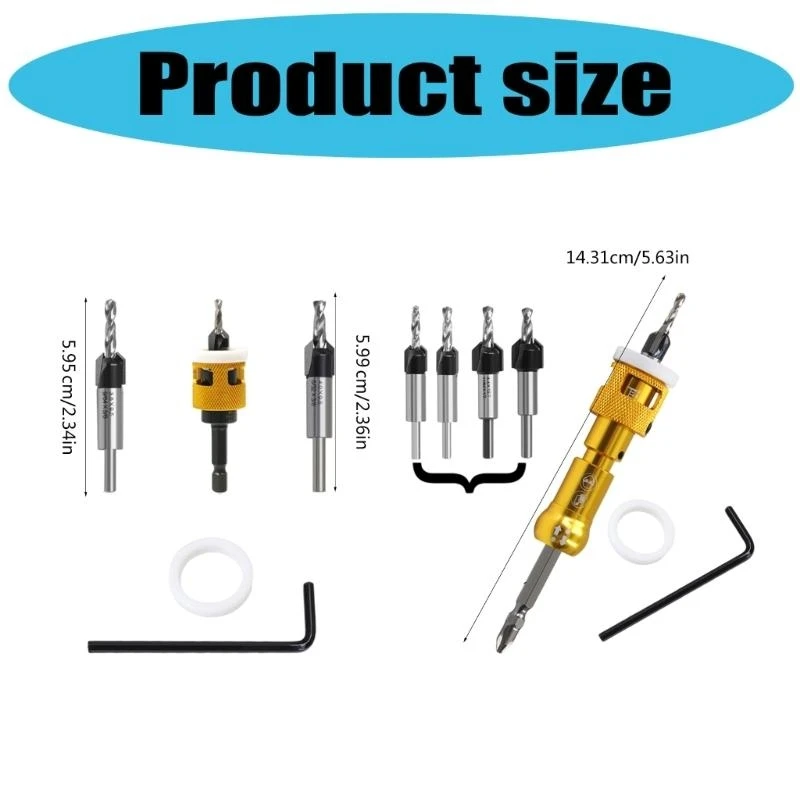 1/4Inch Shank Drill Bit Set with Depth Stop for Accurate Woodworking Tasks