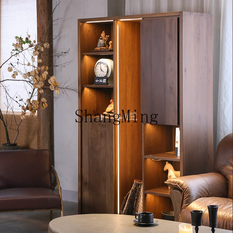 FG Chinese Style Old Wood High Cabinet Bookshelf Bookcase Partition Storage Rack Display Curio Rack File New Chinese Style