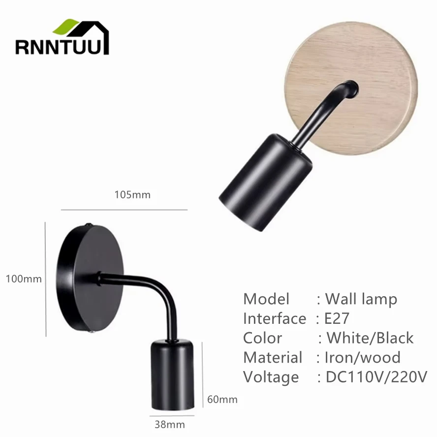 

Nordic retro E27 Wall lamp apply to bedroom bedside lamp simple living room corridor aisle lamp creative background Wall lamp