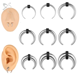 ZS 1PC 2G/4G/6G C Shape Buffalo Horn Nose Piercing Stainless Steel Pincher Septum Ring Punk Rock Stretcher Expander 8/10/11/12mm