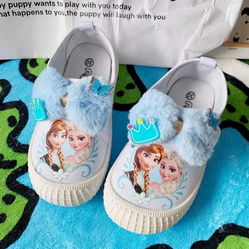 Chaussures princesse Elsa pour enfants, en toile, respirantes, blanches, l'offre elles souples, pour la maternelle, nouvelle collection printemps automne