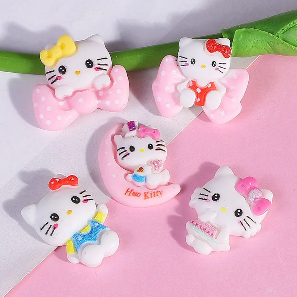 

10 шт. новые милые мини маленькие Мультяшные кошки серии Плоский задник орнамент Изготовление ювелирных изделий Маникюр банты аксессуары