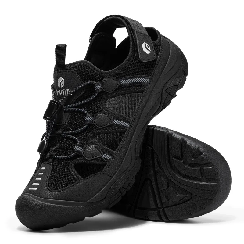 

FitVille Men'S Sandals Wide Width Closed-Toe Hiking & Water Sandals With Arch Support For Swollen Feet Non-Slip Summer Shoes