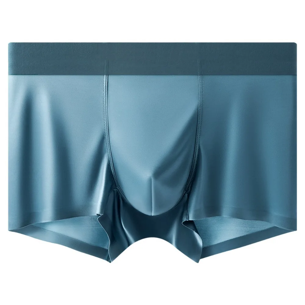

Fashion Thin Satin Silk Boxer Briefs Mid Waist Seamless Ice Silk Boxers Underpants Lingerie Underwear for Men Gifts