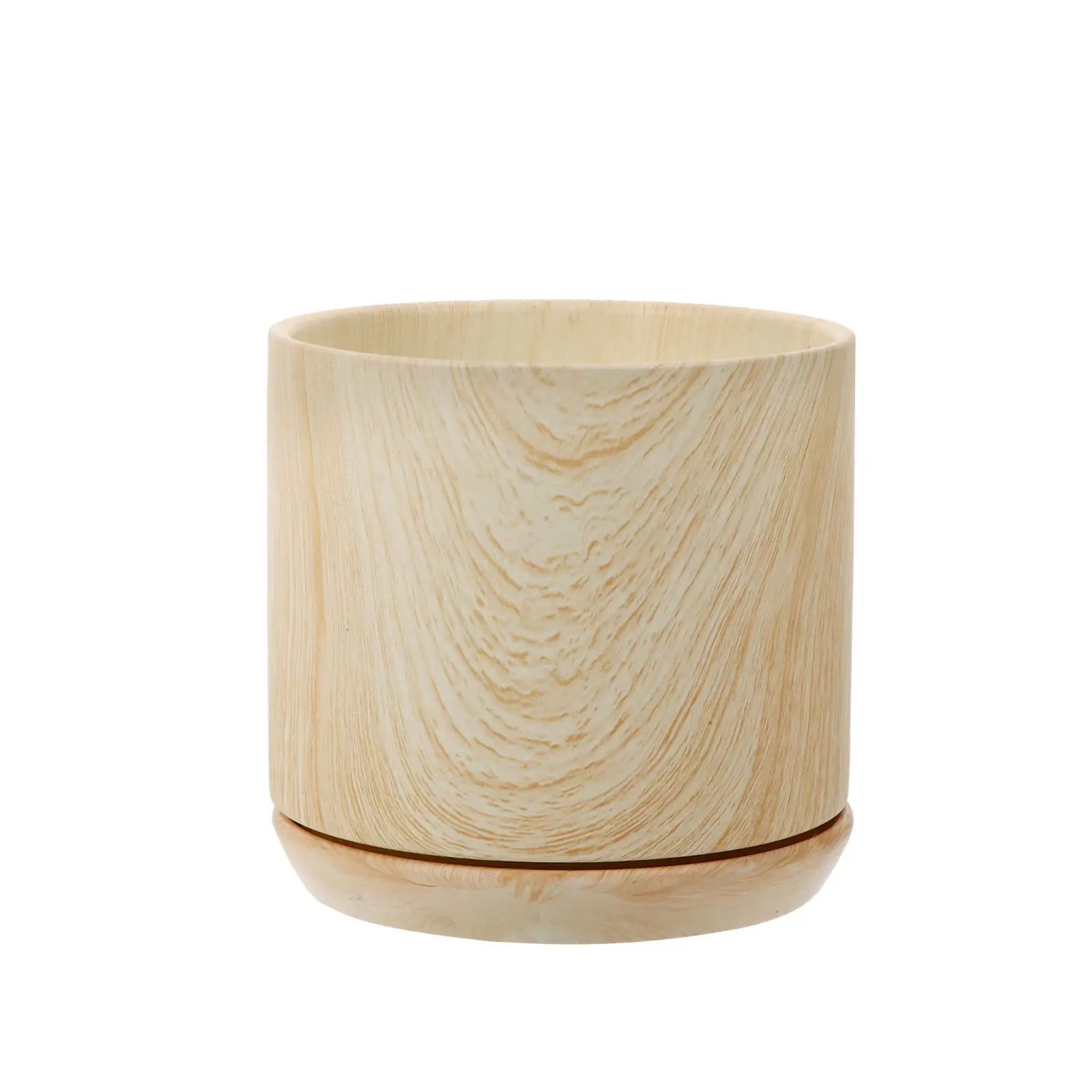 Wood Texture Ceramic Flowerpot Desktop Planter for Succulent Bonsai Home Office Decoration Gardening Small Plant Pot