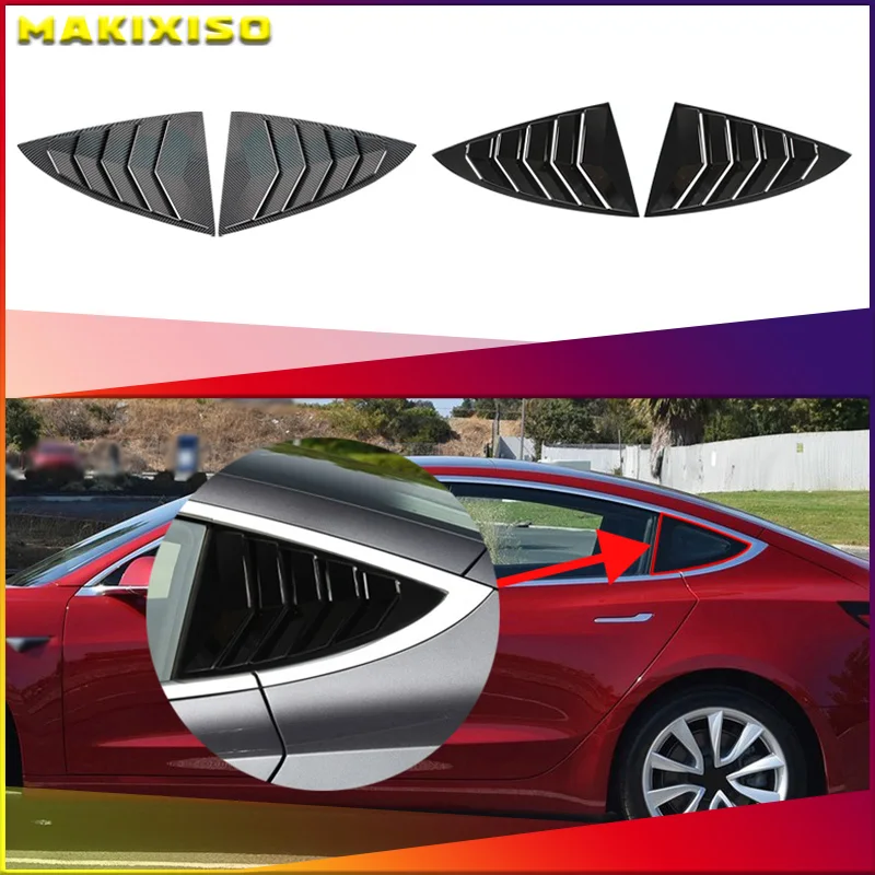 Car Rear Window Shutter Cover Trim Window Louver Side Vent Trim Sport Style For Tesla Model 3 2017-2023 Accessories