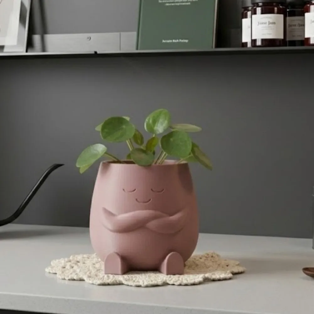 Cute Mini Size Plant Pot Stylish Design Ornaments Head Planter Holder 3D Printed Flowerpot Indoor Use
