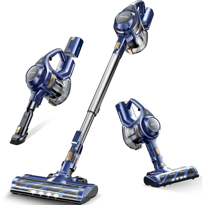 Voweek Cordless Vacuum Cleaner, Lightweight Stick Vacuum Cleaner with Powerful Suction, Detachable Battery, 1.3L Dust Cup