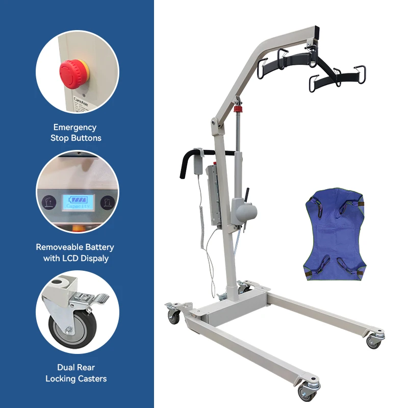 Hydraulic Hoyer Lift For Elderly And Disabled Portable Electric Patient Lift With Weight Scale Steel Material Medical Supply