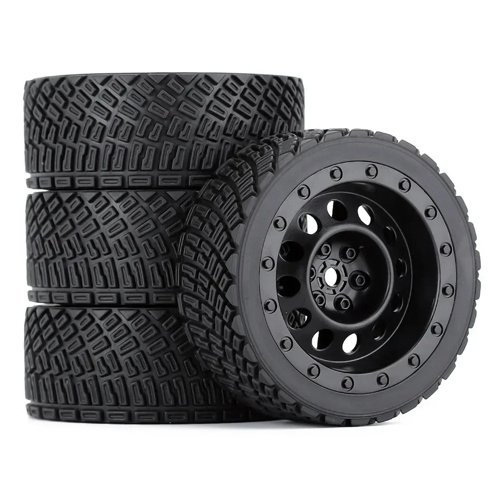 

4PCS 12mm Hex 66mm RC Car Rubber Tires Wheel Rim for 1/10 HPI WR8 HSP 94177 WLtoys 1/14 144001 RC Car