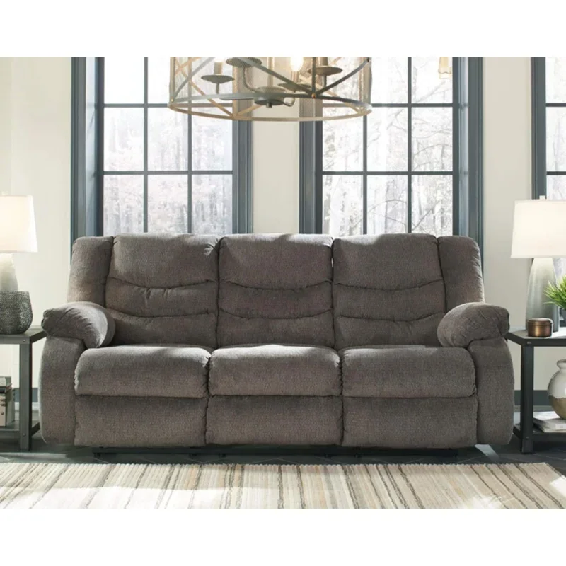 Signature Design by Ashley Tulen Modern Manual Pull Tab Reclining Sofa, Dark Gray