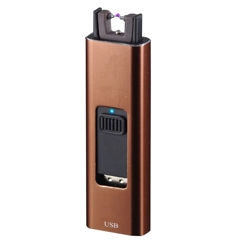 Portable Electric Lighter, USB Charging Lighter with Push Up Pulse Arc Gift Lighter with Safety Lock, Smoking Accessories, New