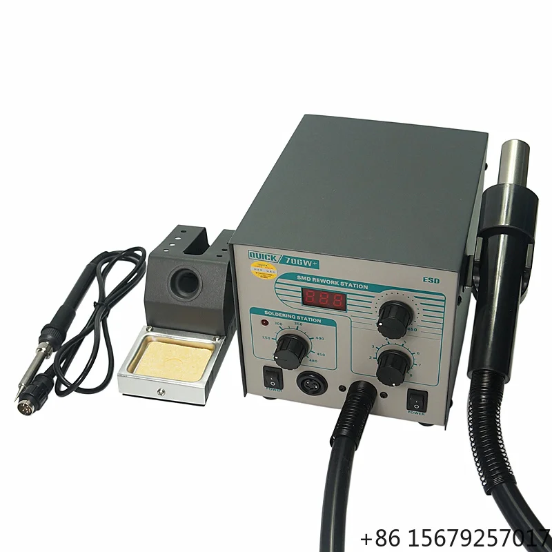600W QUICK 706W+ 2 in 1 Electric Hot Air Gun Soldering Station Led Display Electric Solder Work Station for Welding Repair Tools