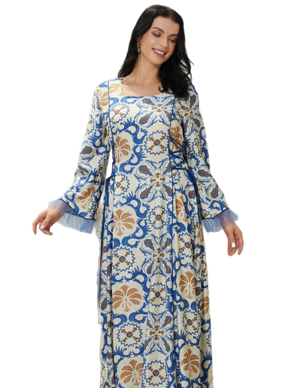 

Роскошное исламское платье для женщин в стиле ретро с поясом для коррекции фигуры, дизайн для мусульманок, платье в стиле Дубай/Саудовская Аравия.