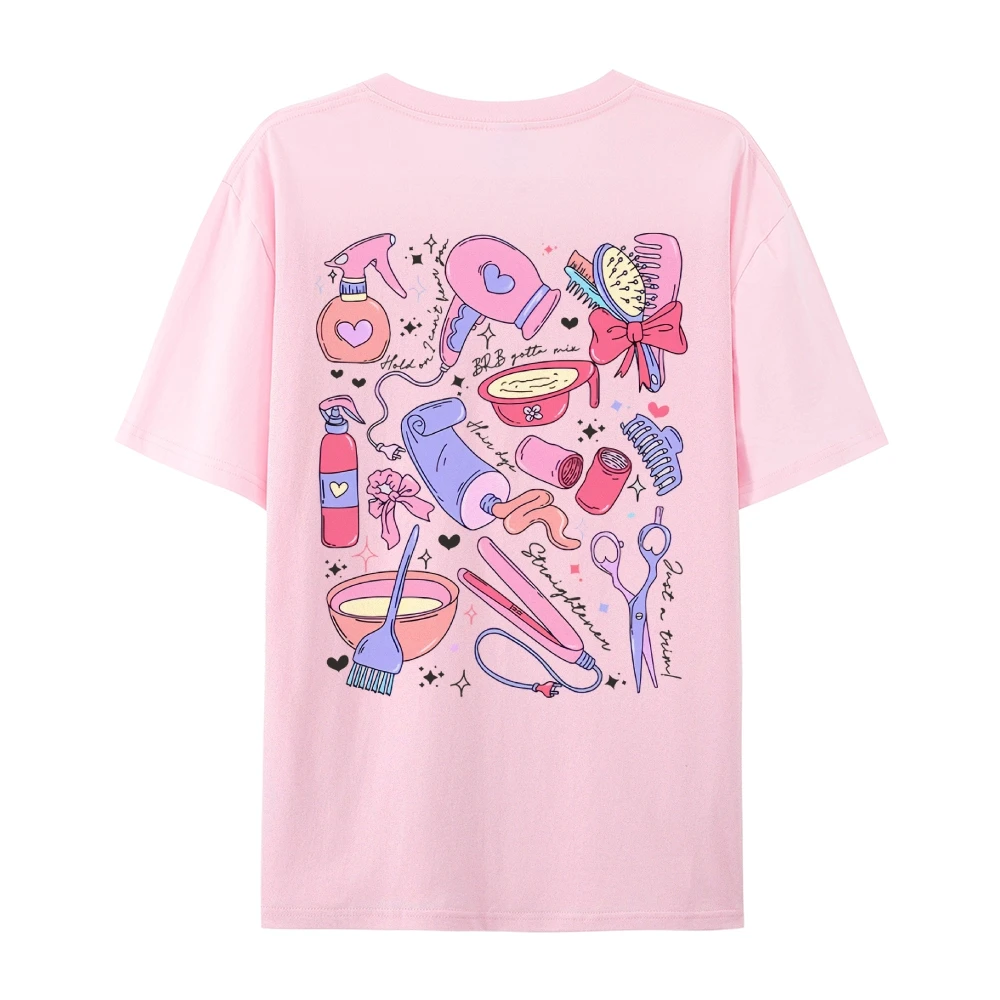 Sweetheart Girly Style Cute Ladies Cotton T-Shirt Loose Large Size Comfortable Short Sleeve Summer 2024 Simple Fashion Top