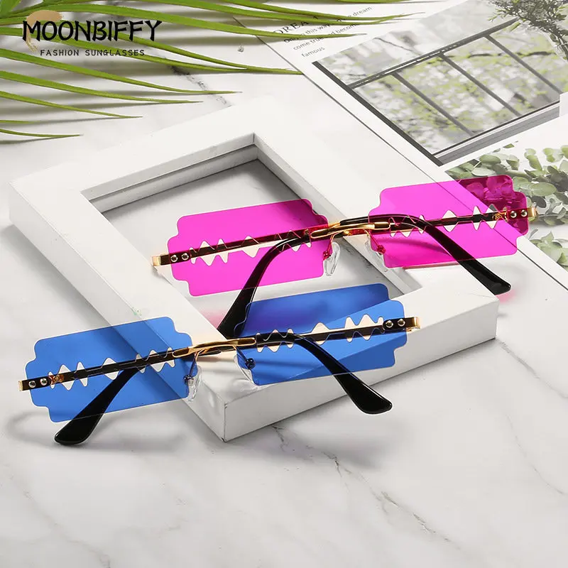 Unique Razor Blade Sunglasses Women Personality Fashion Rimless Sunglasses Women Y2k Glasses Streetwear Accessories UV400 Xmas