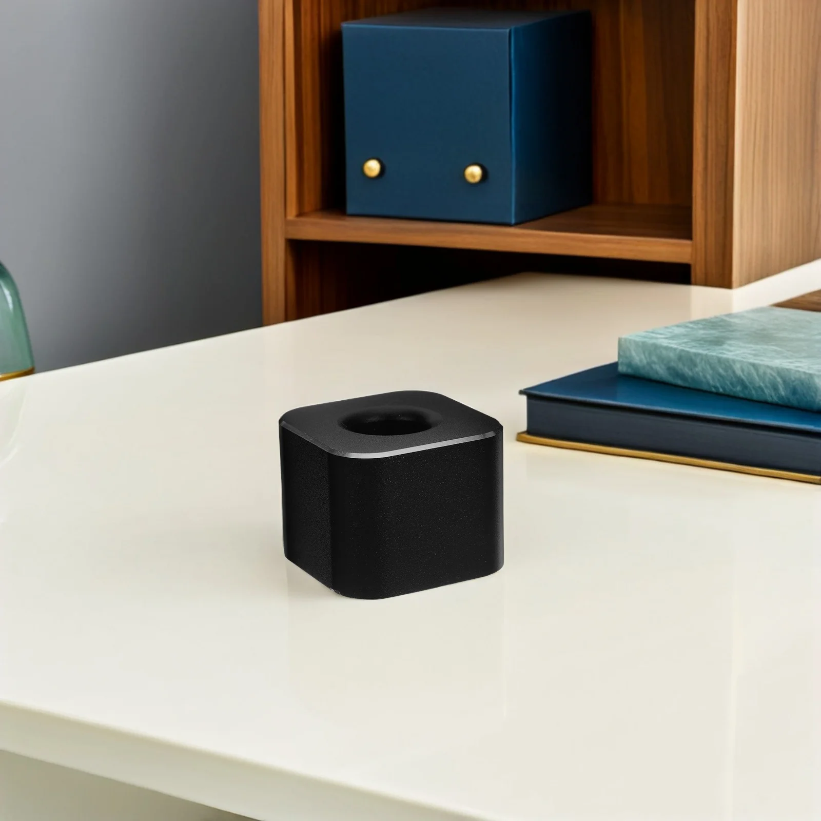 

4pcs Metal Pen Holder Square Base Black Desktop Stationery Organizer Mini Pencil Stand For Students Desk Storage Office School