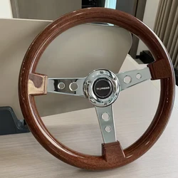 Wood Style Steering Wheel Universal 14inch 350mm Classic Vintage Car Deep Dish Steering Wheel