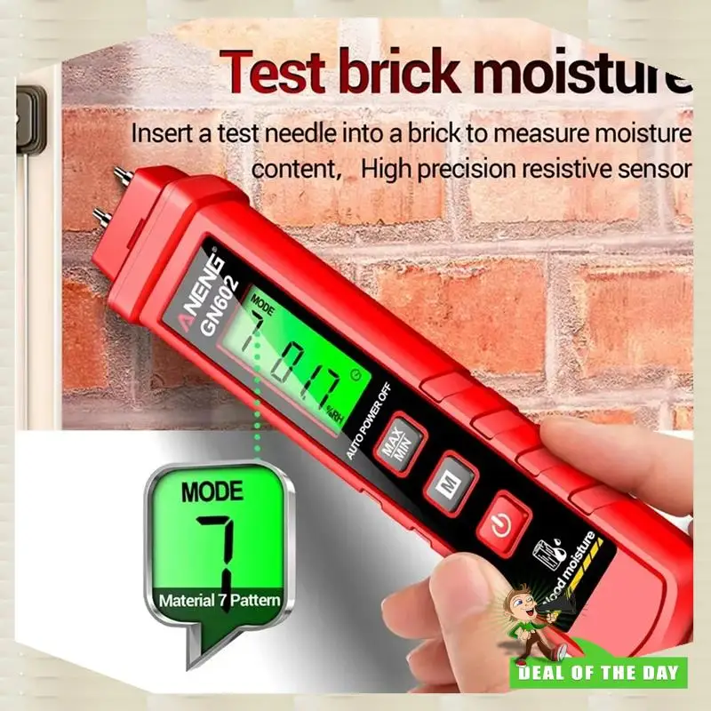 Entrega en 24 horas GN602 Detector de humedad de madera 0- 58% Detector de humedad de madera Material de construcción de valor máximo/mini