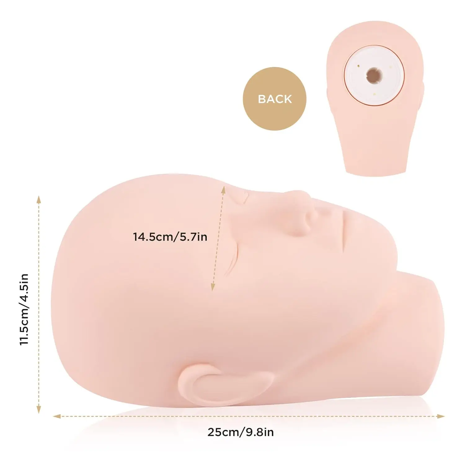 Practice Training Mannequin Flat Head Soft Silicone Makeup Practice Head Tattoo Practice Head Model for Eyelash Extension