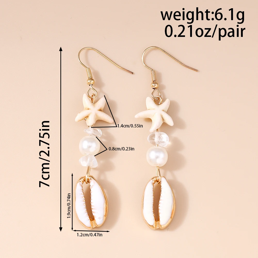 Aihua Mode Sommer Strand Perle Muschel Ohrringe für Frauen Mädchen Nette Boho Seestern Ohrringe Neu In Meer Schmuck Geschenke – Detail 9