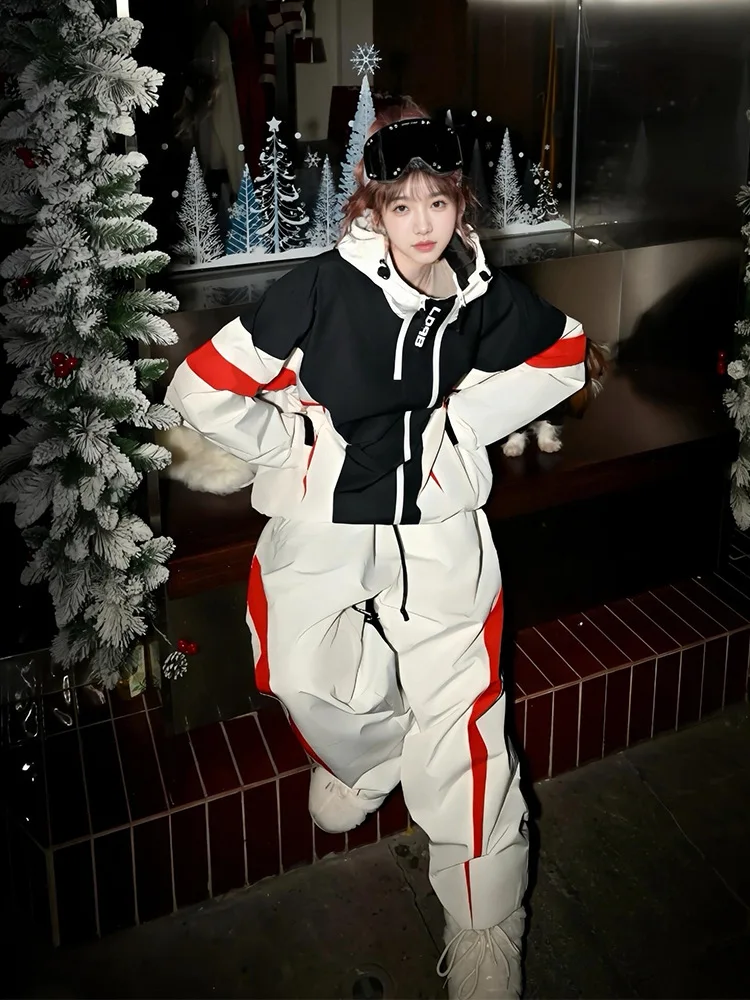 Профессиональный женский лыжный костюм 2025, зимний водонепроницаемый комплект для сноуборда, теплая утолщенная куртка, брюки, зимняя одежда, одежда