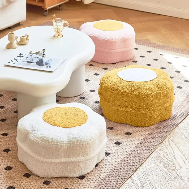 *modern Home Decor Upholstered Round Ottoman Accent Stool For Living Room Bedroom Coffee Table