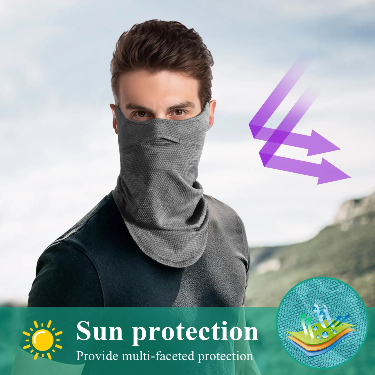 Pañuelo refrescante cuello orejas cara – Protección solar deportivo - imagen 5