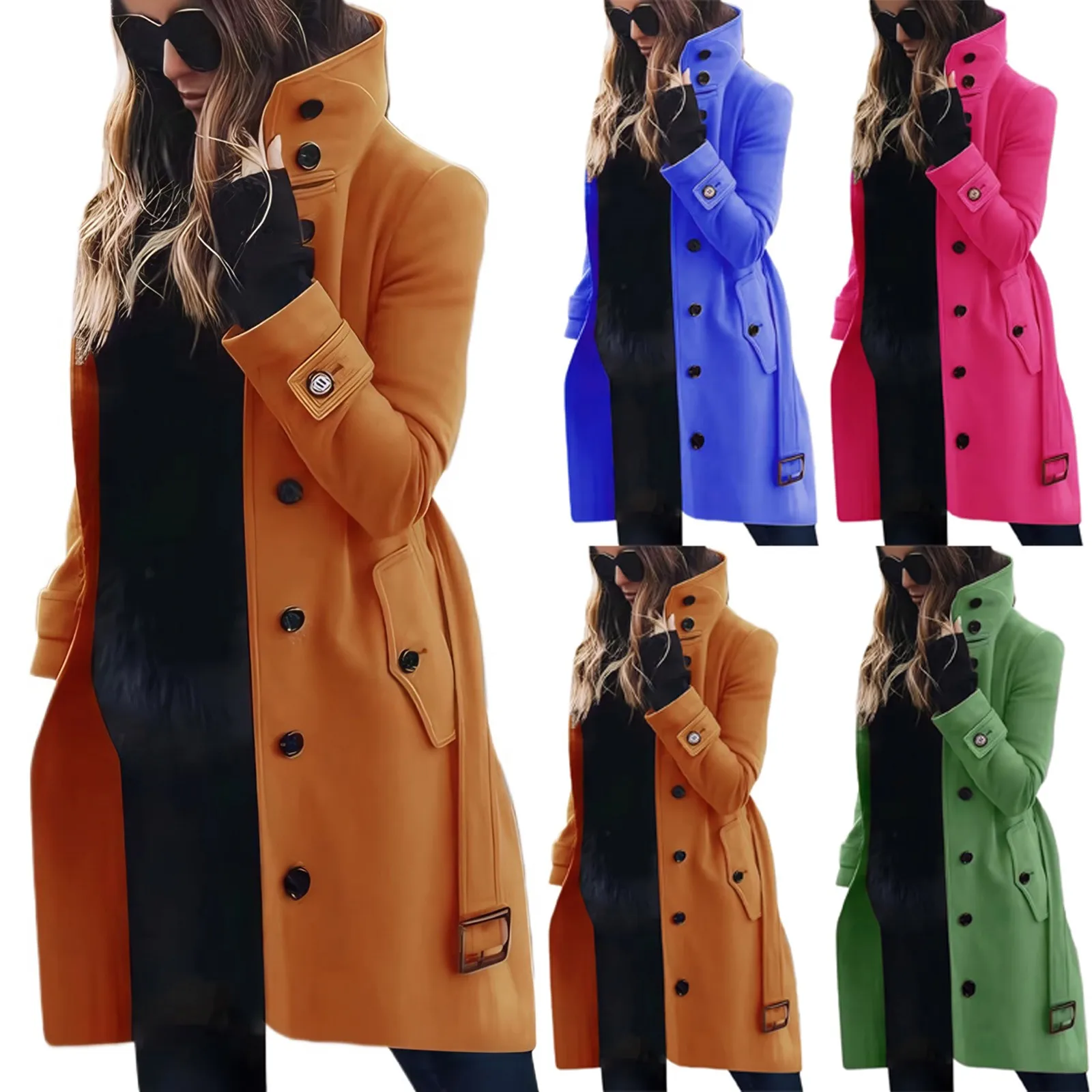 Solid Fashion Woolen Coat Women Mid-length Loose Jacket Loose Button Casual Comfortable Streetwear Autumn Winter