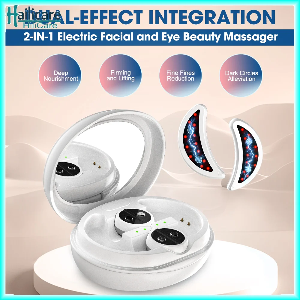 

2-IN-1 Electric Facial and Eye Beauty Massager Micro-current Red Light Facial Massage Device Skin Tightening Beauty Devic
