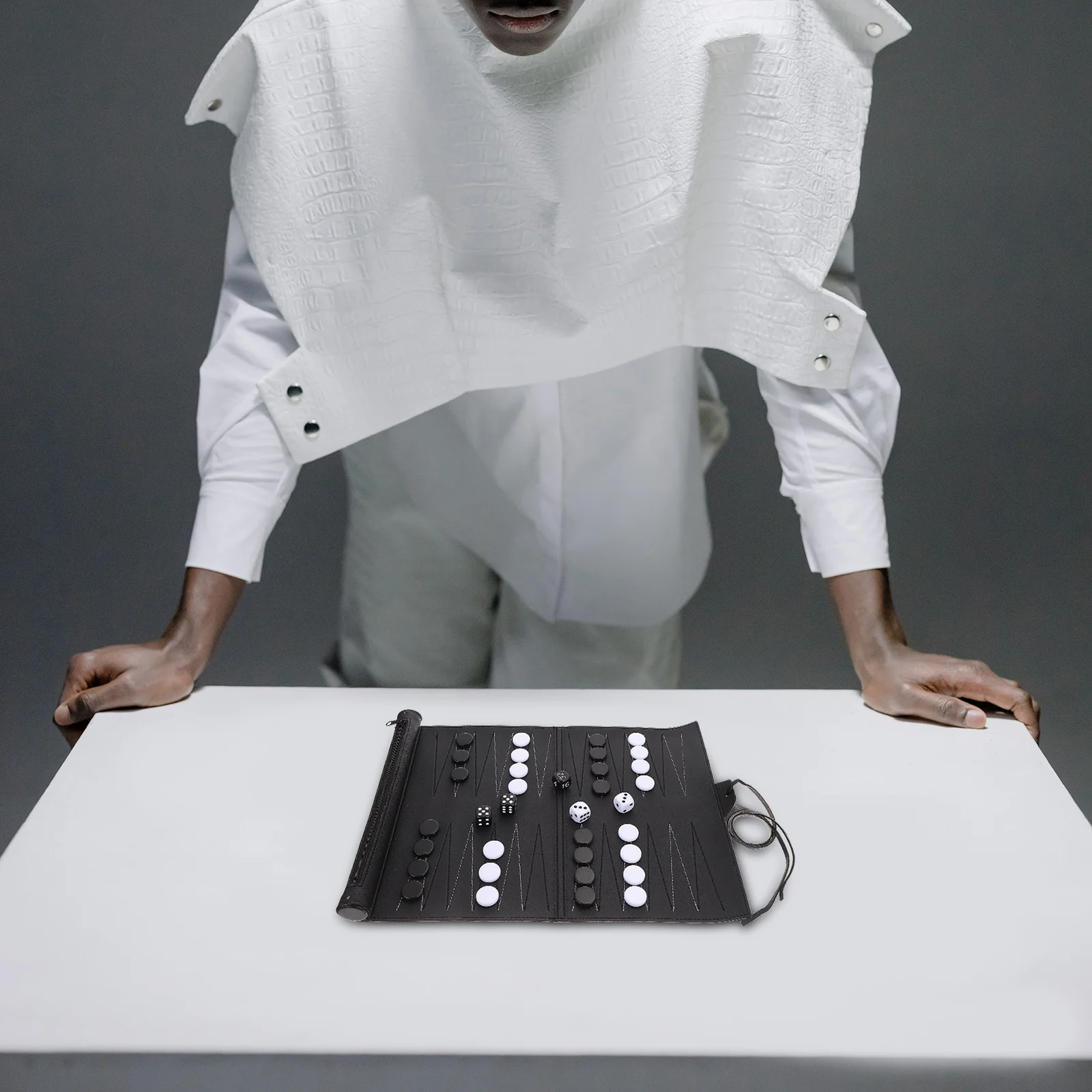 

1pc Portable Chess Board PU Material Smooth Foldable Mini Black Travel Accessory Board Chess Game