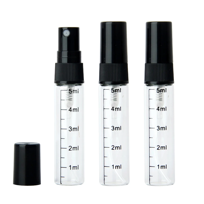 

100pcs 5ml Mini Transparent Glass Perfume Bottle Atomizer Empty Glass Vials Mist Spray Glass Travel Bottle