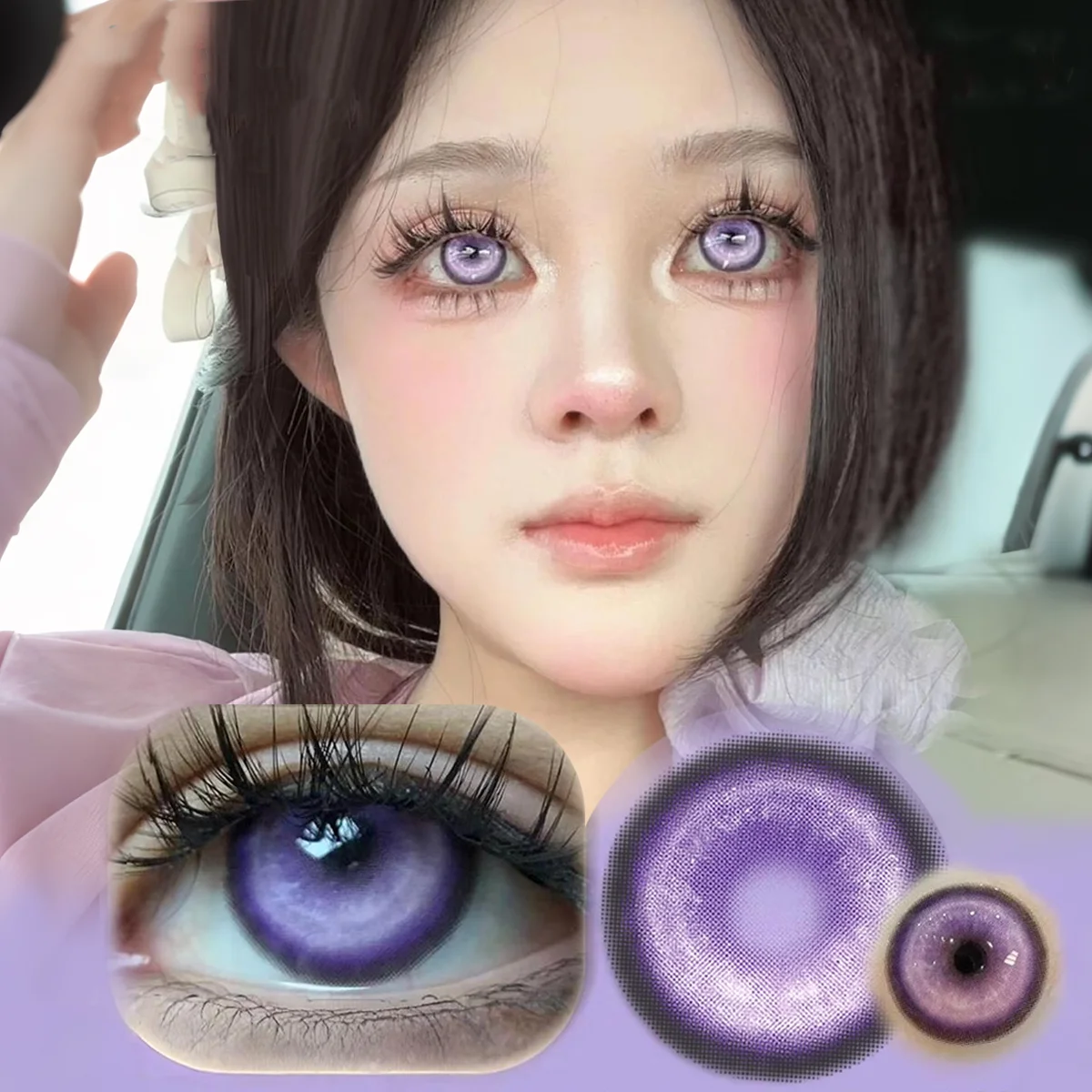 VISUASHOW Cyber Anime Cosplay Linsen Violette Weiche Farbige Kontaktlinsen für Halbjährlichen Gebrauch für Tägliche Party-Kosmetik Augenkontakte – Detail 13