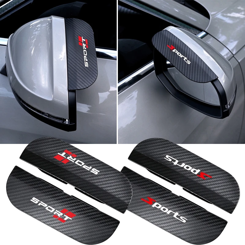 1 Pair Sport Clip On Car Rearview Mirror Rain Visor Carbon Fiber Texture Side Mirror Rain Guard For Car Side Mirror Rain Shield