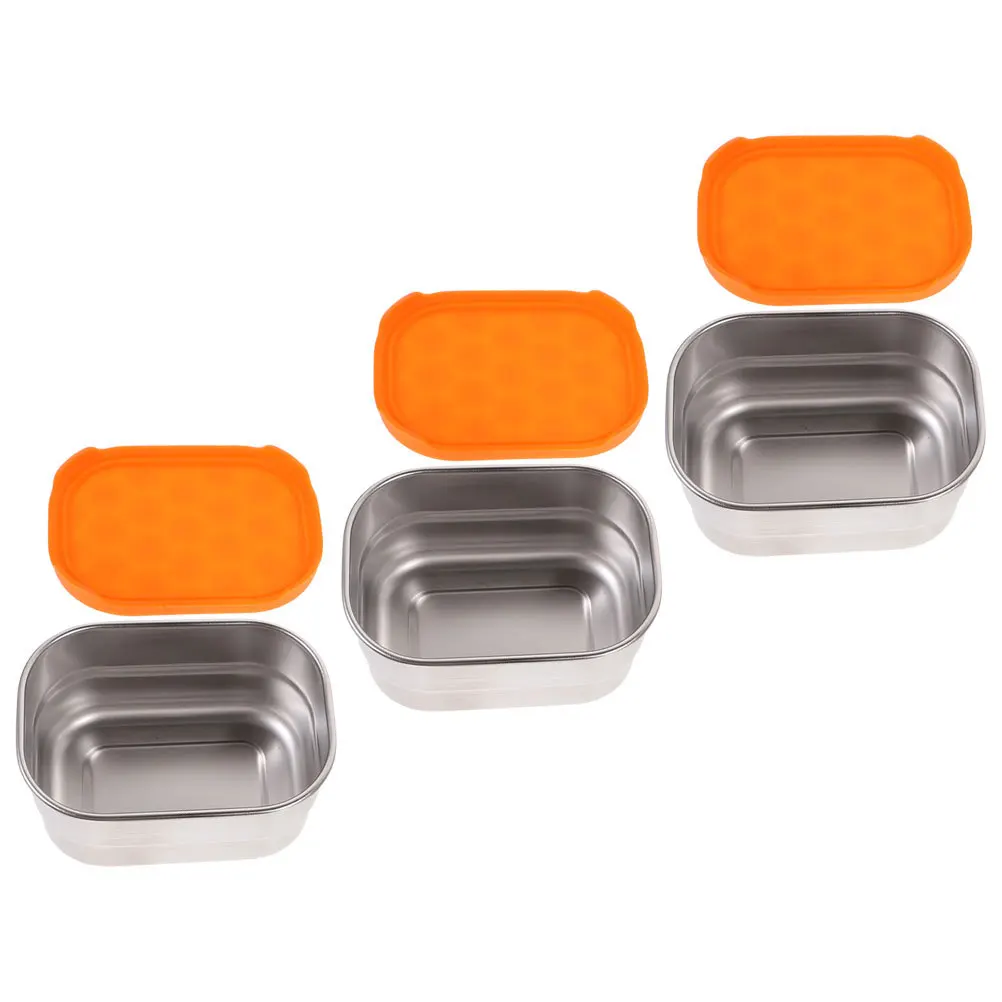 

3Pcs Stainless Steel Sealed Food Containers Kitchen Organizers for Baby Food Condiments Beans Powders Refrigerator Containers